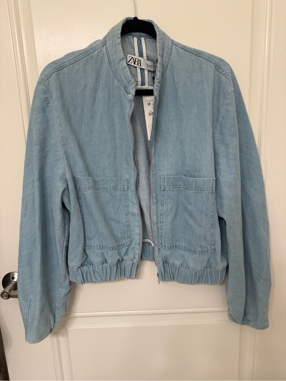 Zara Light Blue Denim Zip-Up Jacket